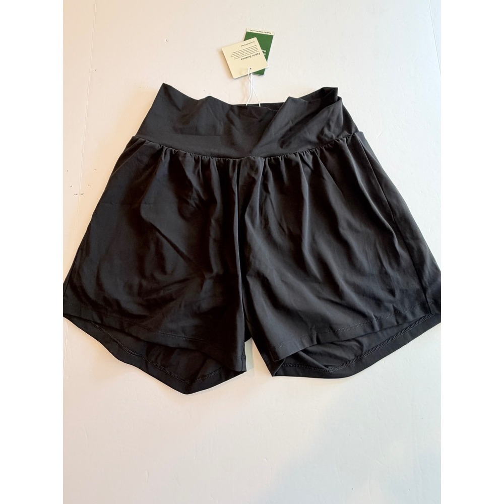 Halara Black High Waisted Crossover Active Shorts Women Large Long NWT